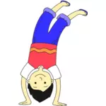 הילד עושה gimnastic