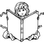 Niño con la ilustración del libro