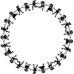 Niños bailando en círculo