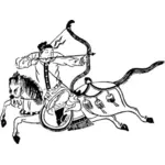 Chinesischer Bogenschütze mit einem Pferd-Vektor-Cliparts