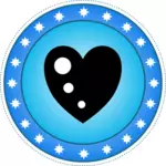 Blauw hart badge vector tekening