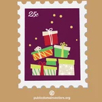 Christmas stamp with gifts