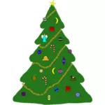 Weihnachtsbaum mit Ornamenten vektorzeichnende