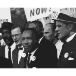 Martin Luther King met zijn mannen