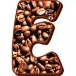 Kávová zrna typografie E