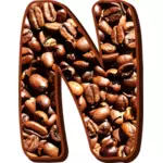 Kahve çekirdekleri tipografi N