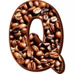 Letter Q met koffiebonen