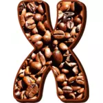 X letter with coffee