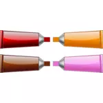 Drawing of red, orange, brown and pink colour tubes