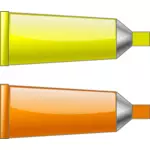Tubos de cor amarela e laranja