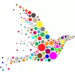 Wektor rysunek kolorowe koła tworzące kształt ptaka
