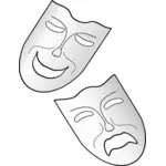 Máscaras de teatro de comédia e tragédia vector imagem