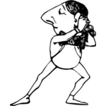 Clip-art vector de dançarina de ginástica do personagem de quadrinhos