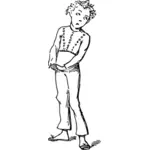 Grafiki wektorowej w nieśmiały chłopiec postać z kreskówki