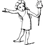 Image vectorielle de fille comique avec un cône de flammes