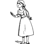 Clipart vectoriels de jeune fille avec deux queues de cheval