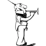 Vector tekening van kale man trompettist