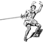 Soldaat met een zwaard cartoon, tekening