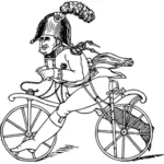 Векторное изображение солдата на велосипеде комический персонаж