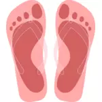 Sandal jepit dengan kaki jejak vektor ilustrasi