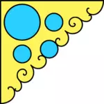 Grafis vektor dekorasi pastel sudut biru dan kuning