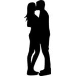 Couple kissing silhouette image
