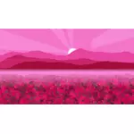 Иллюстрация розовый цветочные поля