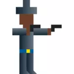 Vektor-Bild der Cowboy mit zwei Kanonen-Pixel-art