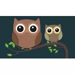 Two owls at night