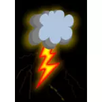 Vector drawing of cloudy day with lighting weather icon