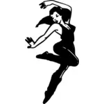 一位女舞在黑色 & 白色的矢量绘图