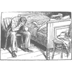 Nemocná žena ležící inn bed Vektor Klipart