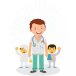 Arts met kleine patiënten