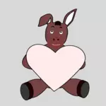 Donkey hålla hjärtat vektorritning