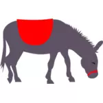 Colorful pasturing donkey