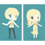 Blonda dans băiat şi fată