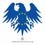 Águila heráldica con la bandera de Unión Europea