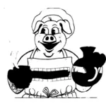 Café da manhã com a ilustração vetorial de porco
