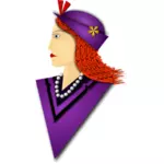 Ilustración vectorial de elegante mujer con sombrero violeta