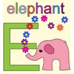 Éléphant avec Alphabet E