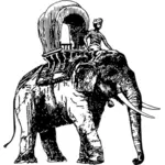 Ilustrasi gajah dengan pengendara