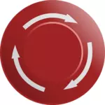 Grafis dari tombol berhenti yang berwarna merah dengan tiga Panah