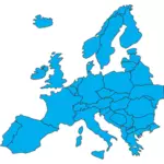 यूरोप के मानचित्र के नीले सिल्हूट वेक्टर क्लिप आर्ट