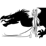 La reina malvada y silueta de dragón