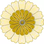 Vector tekening van ronde gele en Gouden bloem