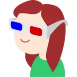 Garota com óculos 3D