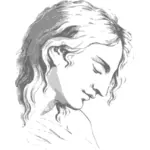 Portret kobiety smutny wektor