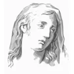 Dibujo vectorial de perfil de muchacha triste