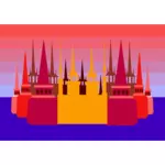 Kleurrijke kasteel silhouet