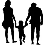 Familj med barn siluett